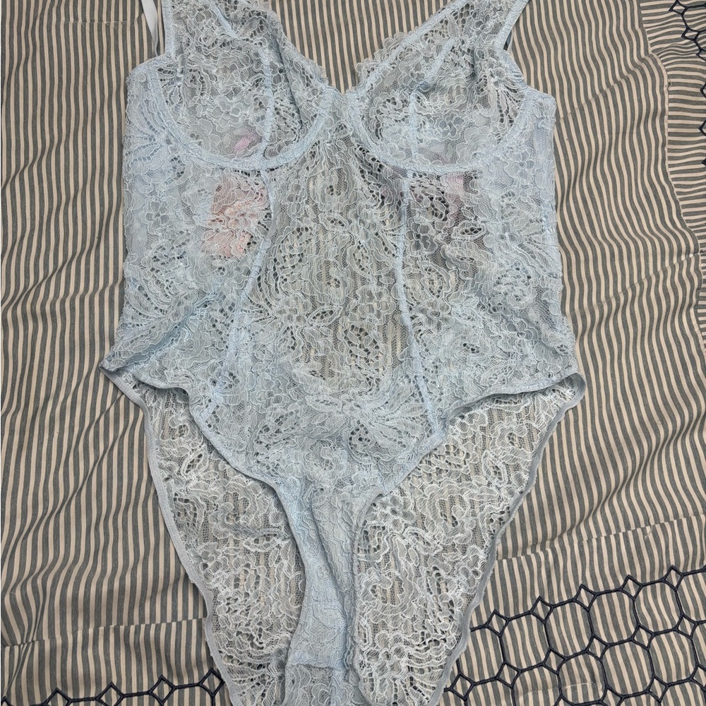 Savage X Fenty Lace Chemise in Light Blue